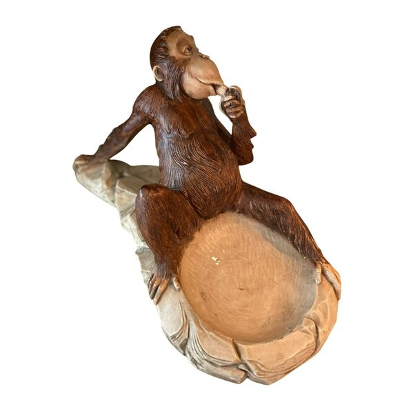 Vintage Unique Lazy Monkey Figurine Bowl With Banana Snack Art - Picture 2 of 8